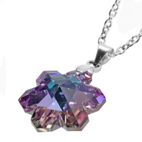 Austrian Crystals five Shaped Pendants Star Shell Necklace Set Silver - Picture 6 of 13